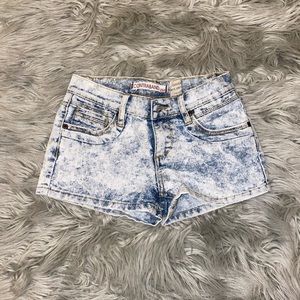 Bleach Washed Denim Shorts